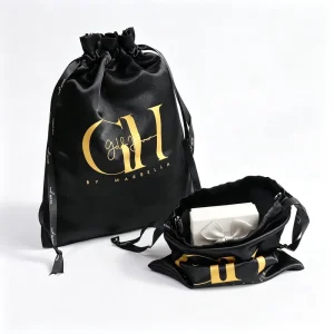 19*29cm Custom Silk Wigs Packing Dust Bags Drawstring Gift Bag Lingerie Handbags Hair Satin Pouch