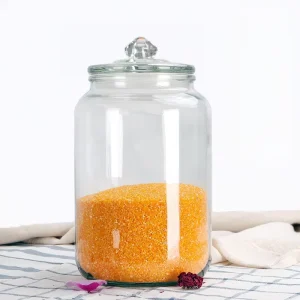 1L Clear Round Glass Jars with Sealed Lid for Kitchen Food and Spice Storage