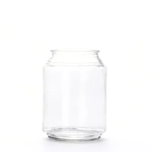 1L Cylinder Glass Storage Container Airtight Round Jar for Canned Food Kitchen Canister with Metal Lid Labels