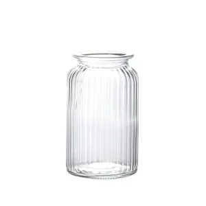 1L Cylinder Glass Storage Container Airtight Round Jar for Canned Food Kitchen Canister with Metal Lid and Labels