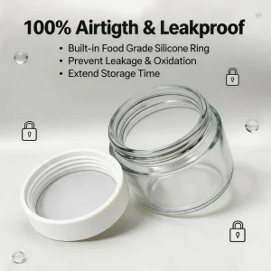 1OZ 2OZ 3OZ 4OZ 5OZ Glass Clear Glass Container Children Resistant Caps 3.5G Flower Herb Clear Jar with Plastic CR Cap