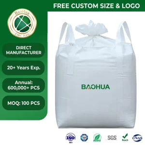 1T 1500kg 2000kg PP FIBC Bulk Bags Custom Sling Jumbo Bags for Sand Cement Stone Mining Packing