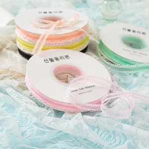 1cm 20 Yards Hook Fringe Organza Ribbon Frayed Edge Sheer Lace Ribbon for DIY Bow Gift Box Wrapping