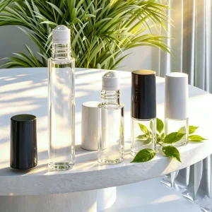 1ml-10ml Transparent Glass Roll Bottle Plastic Cap Stainless Steel Frosted Roller for Essential Oil Diffuser Beauty