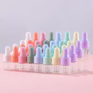 1ml 2ml 3ml 5ml Mini Macaroon Glass Bottles Colorful Transparent Essential Oil Press Dropper Bottle for Perfume