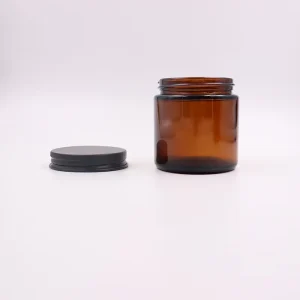 1oz 2oz 3oz 4oz 5oz 6oz Cosmetic Containers Amber Glass Jar Airtight Jar with Gold Metal Lid