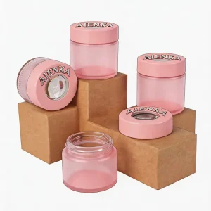 1oz 2oz 3oz 4oz Child Resistant Glass Container Jar with Plastic Cap for Dry Flower Storage