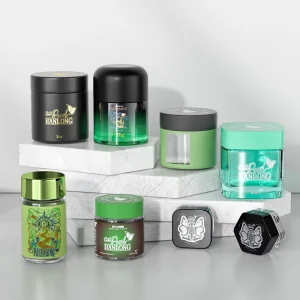1oz 2oz 3oz 4oz Custom Painting Flower Stash Smell Proof Container Wide Mouth Child Proof Glass Jar With Child Resistant Cap