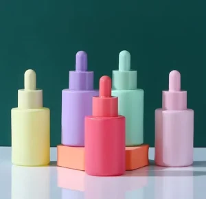 1oz 30ml 2oz Frosted Essence Oil Macaron Color Glass Thick Hair Oil Serum Dropper Bottle With Screw Dropper Colorful Cap