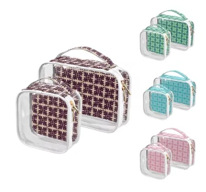2 Pack Transparent Custom Logo Storage Bag Makeup Organizer PVC Cosmetic Bag Hawaii Brown Ulu Clear Cosmetic Bags with Zipper