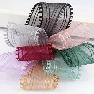 2.5CM Double Face Pocit Teeth Edge Organza Ribbons for Gift Wrapping