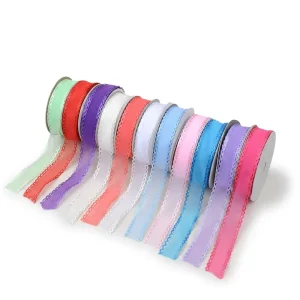 2.5cm/1 Inch Double Face Polyester Scalloped Lace Edge Organza Ribbon Chiffon Trim Gift Wrapping Wedding Decoration
