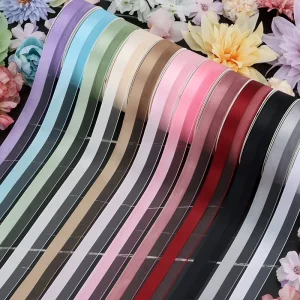 2.5cm*23Y Fashion Gift Packing Silk Ribbon Flower Cake Box Wrapping Ribbon Soft Solid Color Transparent Organza Ribbon