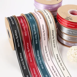 2.5cm Printed Packaging Ribbon with English Decoration Sales of Gift Ribbons Customised Logo Gift Wrapping Ribbon Roll