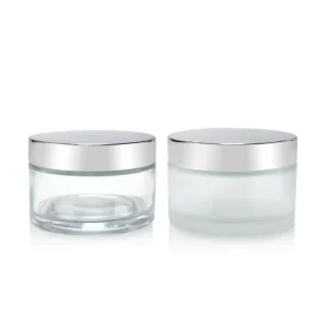 200ml 200g Empty Transparent Frosted Glass Cosmetic Cream Jar Containers with Black White Lid for Bath Salt Body Scrub