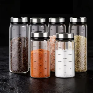 200ml 300ml 500ml High Borosilicate Glass Seasoning Jar Airtight Sealed Spice Canister for Kitchen Condiment Storage