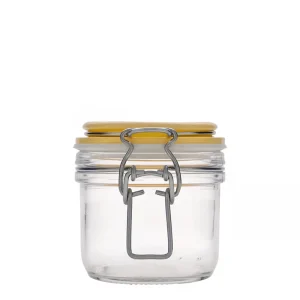 200ml Wire Bail Glass Jar Yellow Wire Bail Closure