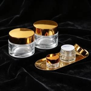 20g 30g 15g 10g Gold Glass Cosmetic Jar Luxury Glass Skincare Gold Glass Cosmetic Jar Packaging