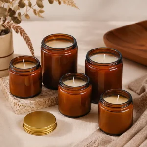 20ml 1oz 2oz 50ml 4oz 8oz 16oz Clear Empty Straight Sided Glass Candle Jar with Screw Aluminum Lids
