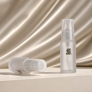 20ml/25ml/30ml Clear Frosted Glass Skin Care Cream Pump Sprayer Bottles with Clear Plastic Pump