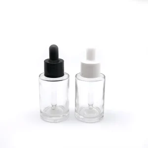 20ml 50ml Clear Cosmetic Dropper Bottle Eco Friendly Thick Glass Essential Oil Plastic Available White Black 60ml Sizes