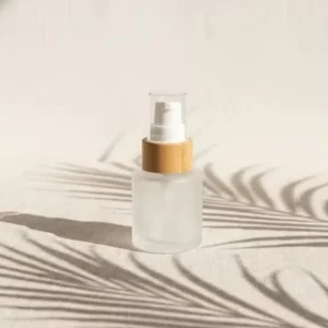 20ml Eco Friendly Bamboo Frosted Glass Bottle Bamboo Treatment Pump with Plastic Cap