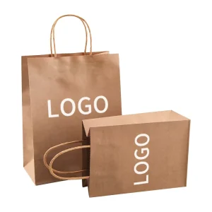 21*12*33cm 130g Stock Kraft Paper Coffee Bag Rustworthy Dinosource Kraft Paper Bags with Handle