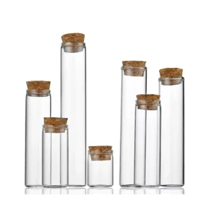 22mm Diameter Transparent Glass Storage Jars Empty Cylinder Shape Test Tube with Cork Stopper Screen Printed (BTL021)