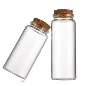 22mm Straight Transparent Glass Jar with Cork Lid Non-toxic for Kitchen Food Storage