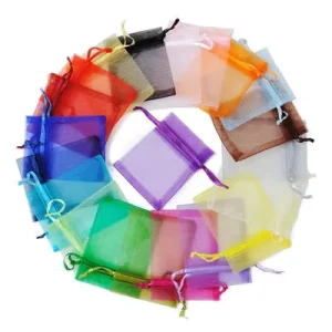24 Colors 7×9 9×12 13×18 Cm Jewelry Packaging Organza Gift Pouch Drawstring White Organza Bags Large 10×15 With Logo