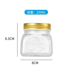 250ML 500ML 750ML Customized Round Transparent Glass Empty Glass Food Jar with Lids