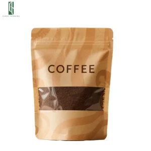 250g 12oz Custom Printed Biodegradable PET Kraft Paper Zipper Coffee Bags Moisture Smell Proof Stand up Pouch Window