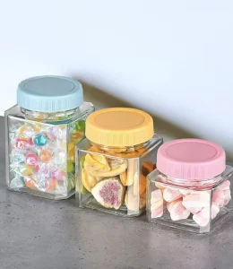250ml 380ml 500ml Metal Lid and Plastic Lid Transparent Octagonal Sealed Non-Leaking Glass Bottle Food Storage Honey Glass Jar