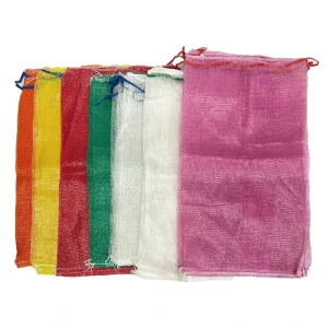 25kg 50kg Fruit Vegetable Agricultural Packaging Net Bag PP Leno Onion Potato Firewood Mesh Net Bags with Drawstring