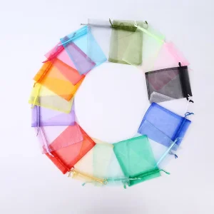 28 needle density Sheer Mesh Bags Solid color Gift Wedding Candy Pouches Jewelry Packaging Organza Minimalist