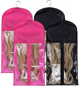 29*60cm Customizable Dust-proof Nonwovens+PVC Wig Storage Bag with Hanger for Women Household Use