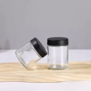 2OZ 3OZ Child Resistant Matte Glass Jars with Screw Cap Screen Printed Dry Herb Flower Stash Container