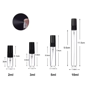 2ml 3ml 5ml 10ml Small Mini Pocket Portable Spray Glass Vial Perfume Sample Glass Bottle With Plastic Spray Pump