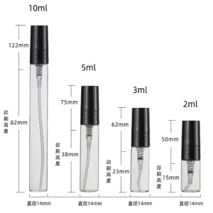 2ml 3ml Perfume Vials 5ml 10ml Sample Glass Bottle with Plastic Spray Pump Mini Tester Bottles