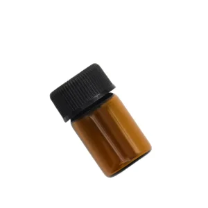 2ml Amber Glass Bottle Mini Glass Vial Amber Color with Screw Neck and Plastic Cap