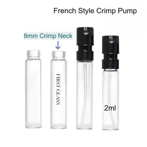 2ml Mini French Crimp Neck Glass Perfume Bottle Portable Travel Refillable Empty Fragrance Sample Tester Atomizer Vial