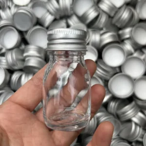 30 ml Mini Clear Syrup Drinking Juice Container Vial Glass Ginger Shot Bottle ROPP Neck with Silver Cap for Health Care Food