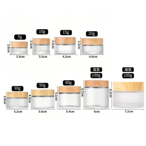 300ml Glass Storage Jars Screw On Natural Bamboo Lid Airtight Glass Bottles Food Grade Leakproof Container Skincare Packaging