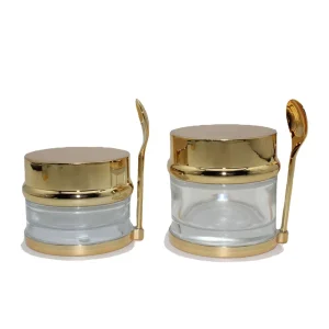 30g 50g 80g Gel Essence Face Cream Jars Bottom Scoop Glass Bottle with Screw Cap and Spoon for Skin Care Sub Packaging Balm