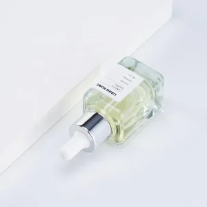 30ml 1ounce Square Clear Essential Oil Glass Dropper Serum Bottle with Silver Pipette