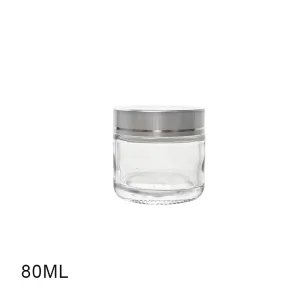 30ml 40ml 50ml 100ml Transparent Cosmetic Skincare Face Cream Container Clear Glass Cream Jars with Aluminum Screw Cap