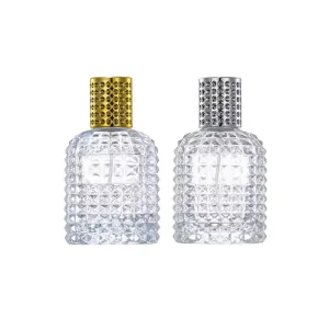 30ml 50ml Direct-Sale Transparent Flat Glass Perfume Spray Refillable Cosmetic Bottle Made China No Reed