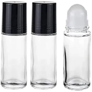 30ml Clear Glass Essential Oil Roll on Glass Bottle with Plastic Roller Black Lid