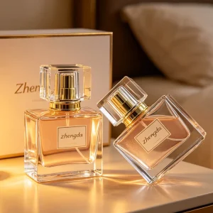 30ml Clear Square Crimp Neck Glass Perfume Bottle Thick Press Spray