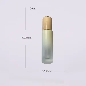 30ml Customizable Cylinder Glass Bottle With Pump for Lotion Cream Foundation Primer Cosmetic With Plastic Sheet Top Decoration